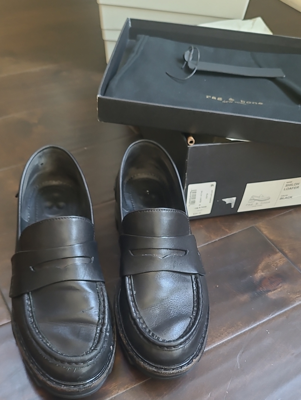 rag & bone Black Leather Penny Loafers
